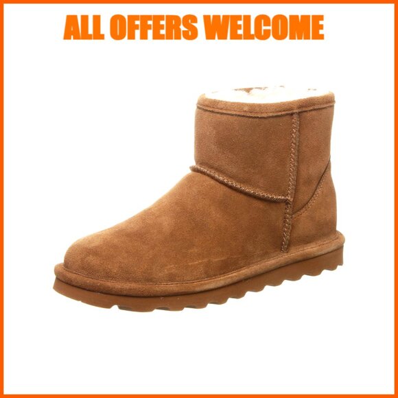 Suede Ankle Boots with Sheepskin Lining Lightweight Winter Shoes